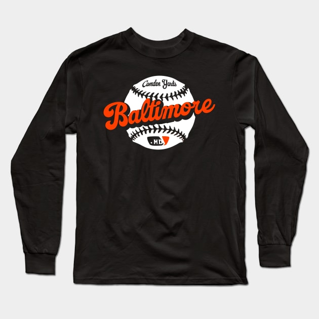 Baltimore Baseball Long Sleeve T-Shirt by Throwzack